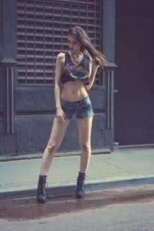 NYC model Liz Pipko modified T-shirt